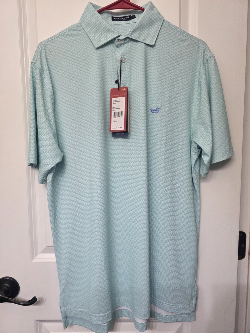 Southern Marsh Men's Mint Micro-Pattern Polo Shirt